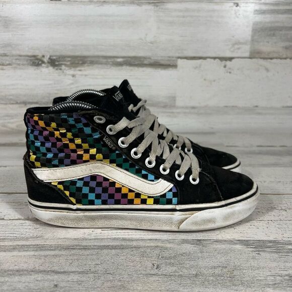 Vans Old Skool Multi Color High Top Checkered Sneakers Skateboarding‎ Shoes US 6 - Picture 1 of 8